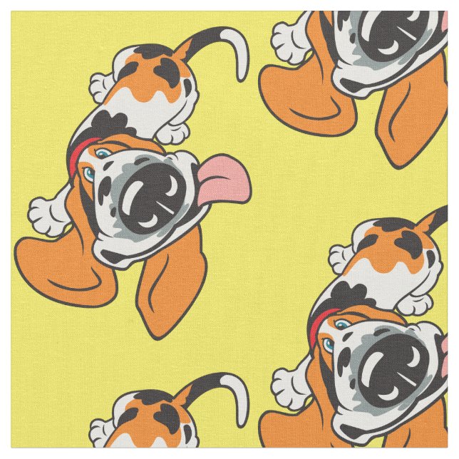 Cartoon Basset Hound Fabric Stoff (Nahaufnahme)