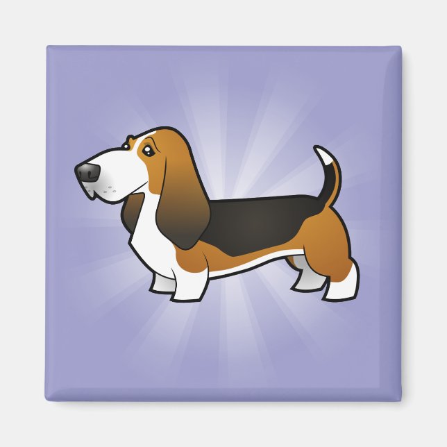 Cartoon Basset Hound Magnet (Vorne)