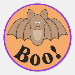 Cartoon Bat Boo Halloween Runder Aufkleber