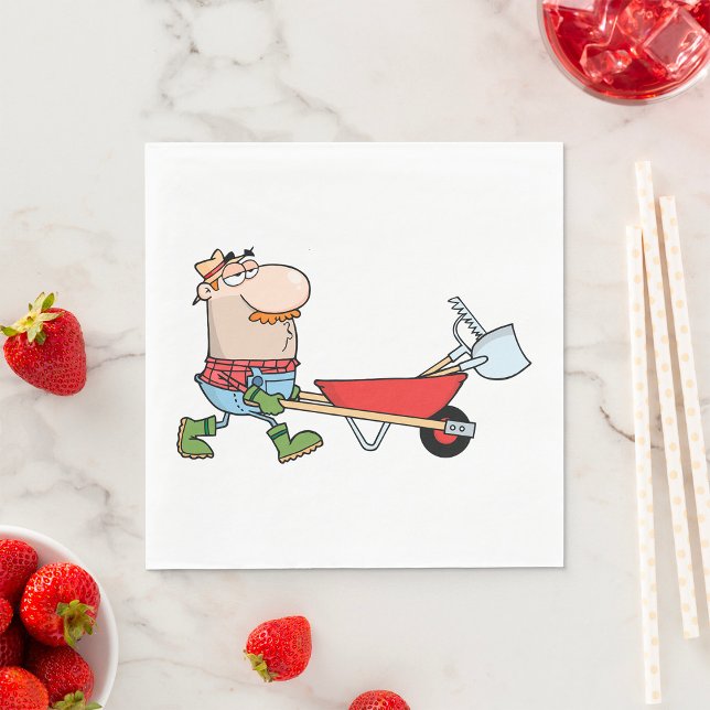 Cartoon-Bauer mit Wheelbarrow und Tools Serviette (Von Creator hochgeladen)