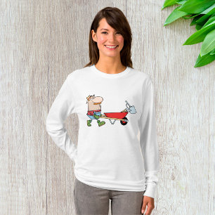 Cartoon-Bauer mit Wheelbarrow und Tools T-Shirt