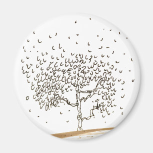 Cartoon-Baum mit fallenden Blättern Zeichnung Magnet