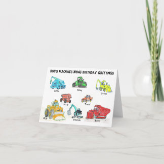 Cartoon-Baumaschinen Geburtstagskarte Karte