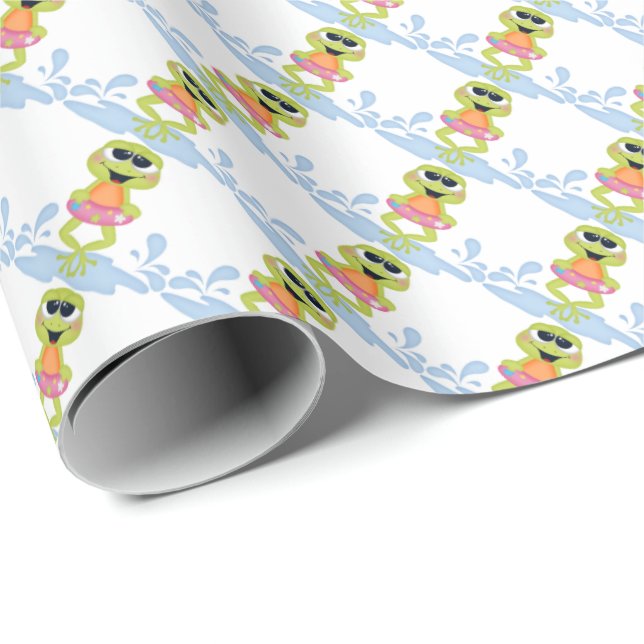 Cartoon Beach Frosch Verpackungspapier Geschenkpapier (Rolleneckpunkt)