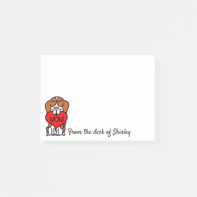 Cartoon Beagle Herzliche Mama Post-it Klebezettel (Vorderseite)