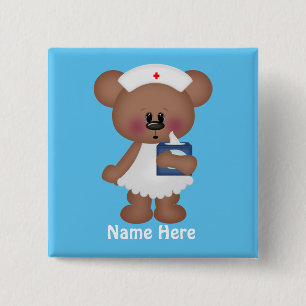Cartoon Bear hinzufügen Name Krankenschwester-Tast Button