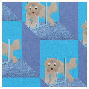 Cartoon Bearded Collie v2 Weaves Stoff