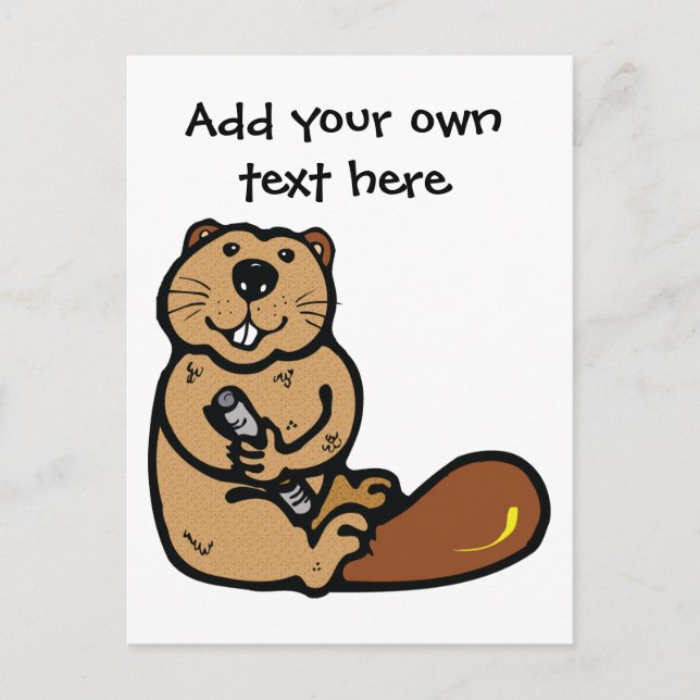 Cartoon Beaver für den Internationalen Bibertag Postkarte (Vorderseite)
