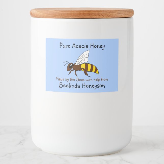 Cartoon Bee Acacia Honey Jar Labels Lebensmitteletikett (Vorderseite)
