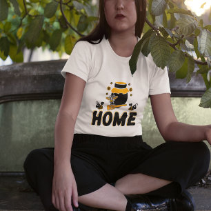 Cartoon Bee and Honey Jar "ZUHAUSE" T - Shirt