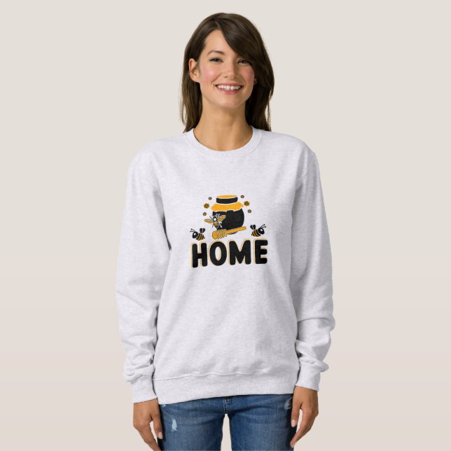 Cartoon Bee and Honey Jar "ZUHAUSE" T - Shirt (Vorne ganz)