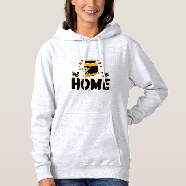 Cartoon Bee and Honey Jar "ZUHAUSE" T - Shirt (Vorderseite)