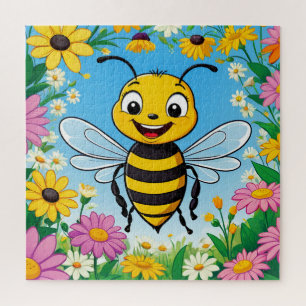 Cartoon Bee Farbige Blume