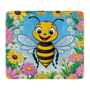 Cartoon Bee Farbige Blume Schneidebrett