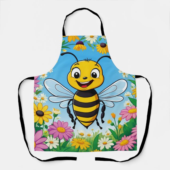 Cartoon Bee Farbige Blume Schürze (Vorderseite)