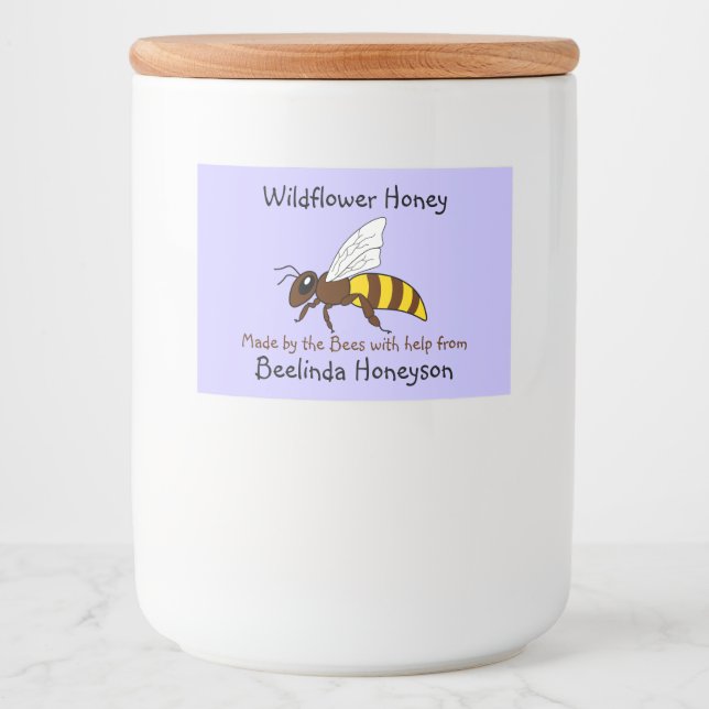 Cartoon Bee Fleur sauvage Honey Jar Étiquettes (Devant)