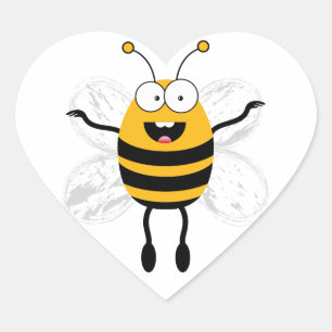 Cartoon Bee Herz-Aufkleber