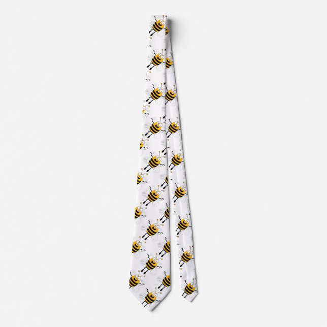 Cartoon Bee Pattern Krawatte (Vorderseite)