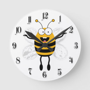 Cartoon Bee Runde Wanduhr