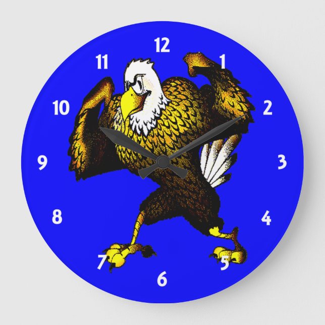 Cartoon bekämpft Adler Große Wanduhr (Vorderseite)