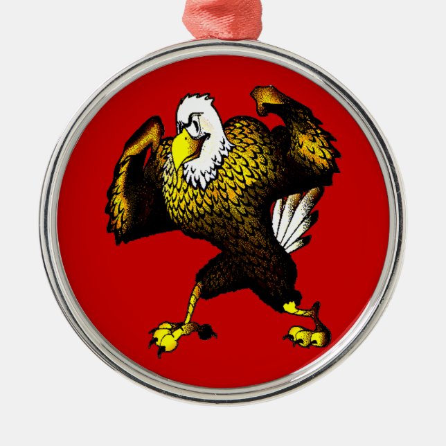 Cartoon bekämpft Adler Ornament Aus Metall (Vorne)