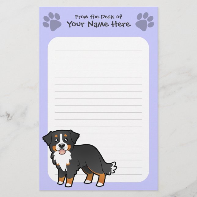 Cartoon Bernese Gebirgshund Briefpapier (Vorderseite)