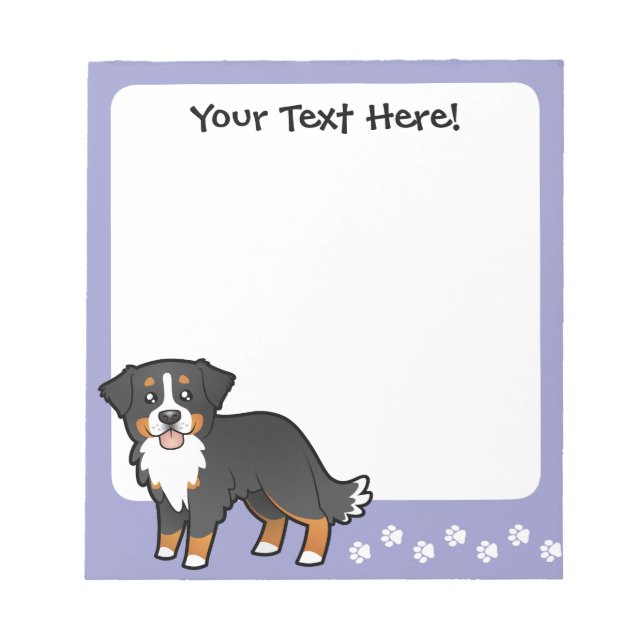 Cartoon Bernese Mountain Dog Notizblock (Vorderseite)