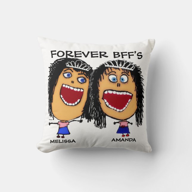 Cartoon Best Friend Beste Freundin Kissen (Vorderseite)