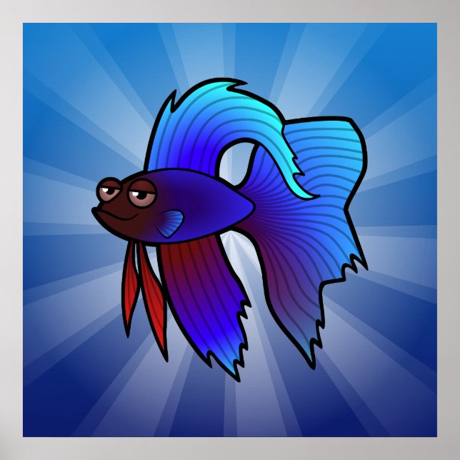 Cartoon Betta Fisch / Siamischer Fisch Poster (Vorne)