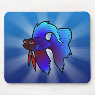 Cartoon Betta Fische/siamesische kämpfende Fische Mousepad