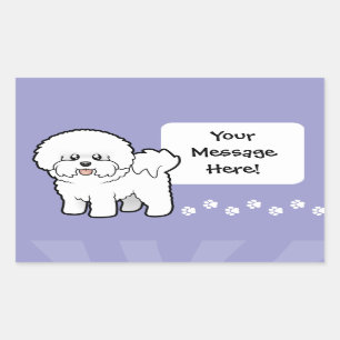 Cartoon Bichon Frise Rechteckiger Aufkleber