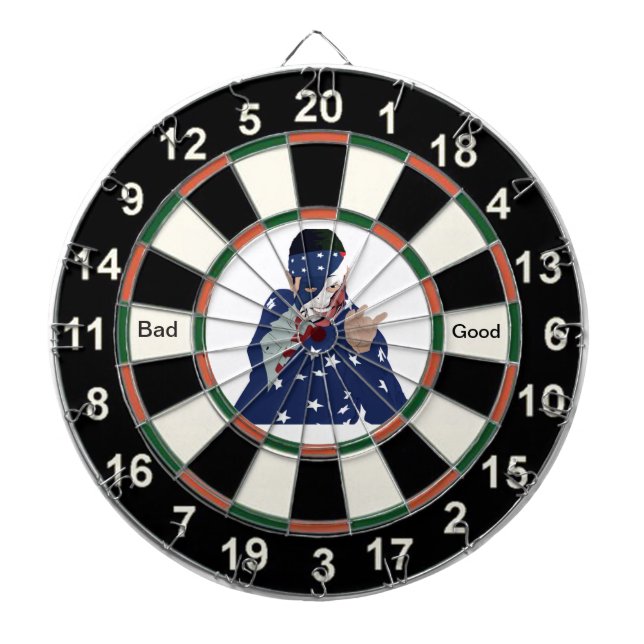 Cartoon-Bild von Donald Trump Dartscheibe (vorne)