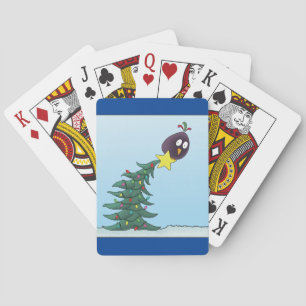 Cartoon Bird Christmas Tree Star Spielkarten