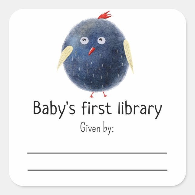 Cartoon bird - Die erste Bibliothek des Babys Quadratischer Aufkleber (Vorderseite)