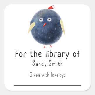 Cartoon bird - Für die Bibliothek Quadratischer Aufkleber