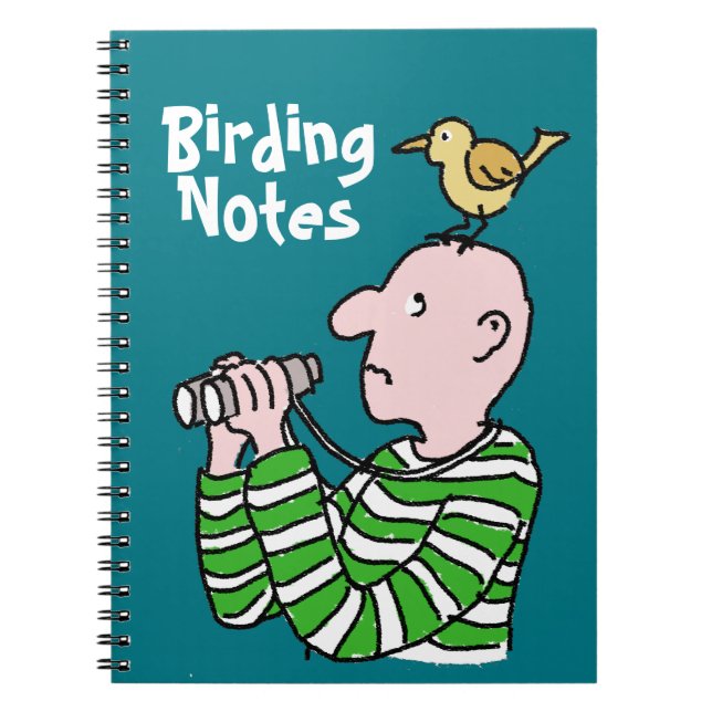Cartoon Bird Watcher & Bird Notizblock (Vorderseite)
