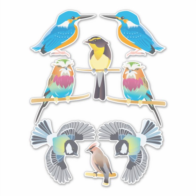 Cartoon Birds Clip Art Tierart Aufkleber (Vorderseite)