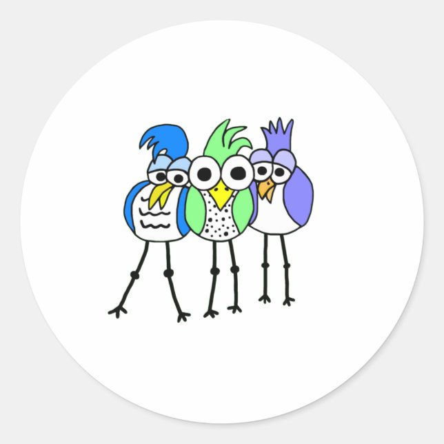 Cartoon Birds Runder Aufkleber (Vorderseite)
