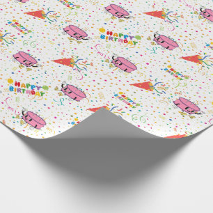 Cartoon Birthday Celebration Wrapping Paper Geschenkpapier