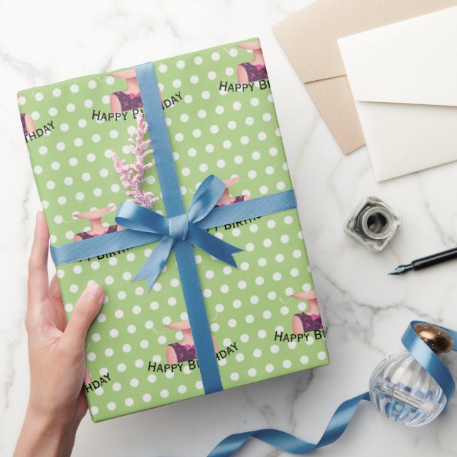 Cartoon Birthday Girl mit Big Eyes Geschenkpapier (Schenken)