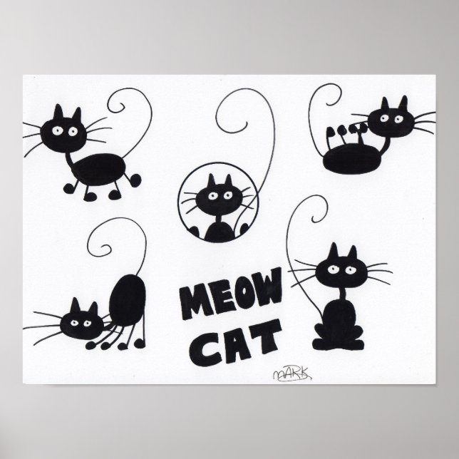Cartoon Black Cat - Plakat (Vorne)
