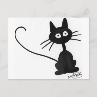 Cartoon Black Cat Postkarte