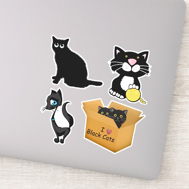 Cartoon Black Cats Aufkleber (Detail)