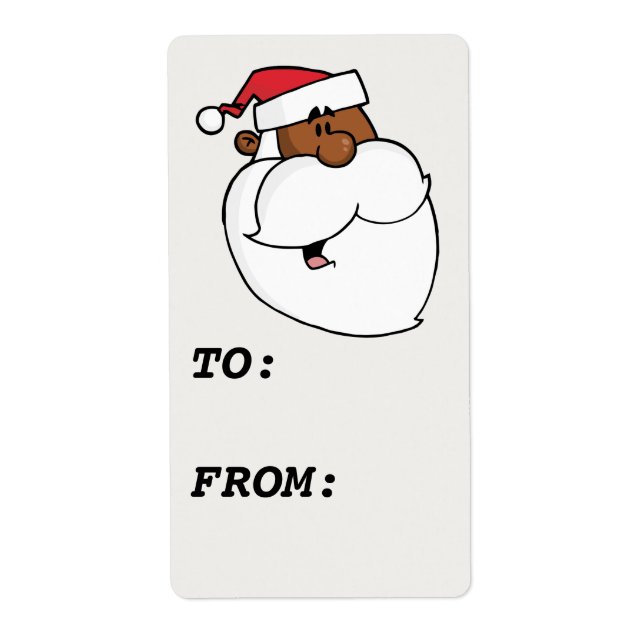 Cartoon Black Santa Claus Geschenketikett (Vorne)