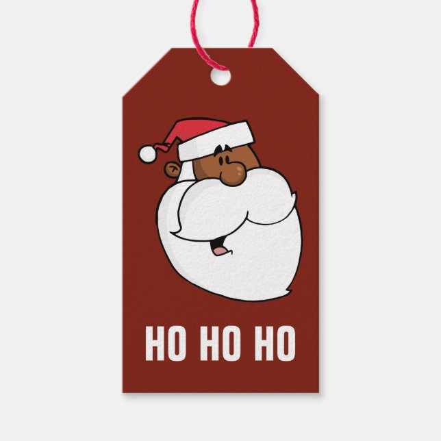 Cartoon Black Santa Claus Paper Geschenkmarke Geschenkanhänger (Vorderseite)