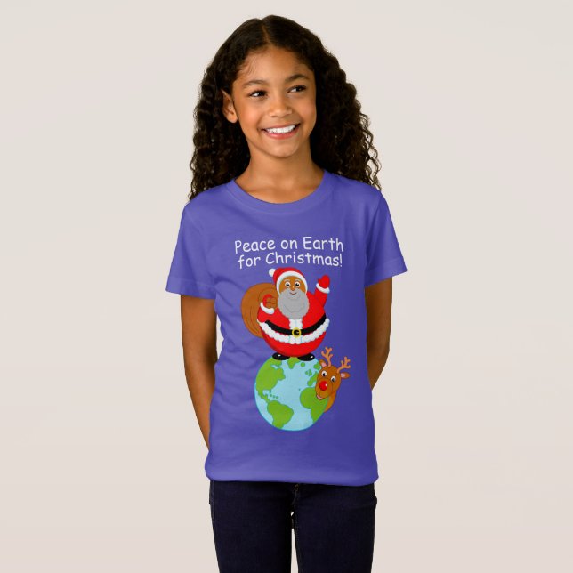 Cartoon Black Santa Claus stehend auf der Erde, T-Shirt (Vorne ganz)