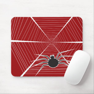 Cartoon Black Spider & Web Spooky Spaß Halloween Mousepad