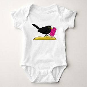 Cartoon Blackbird isst eine Eiscreme Baby Strampler