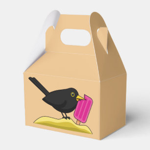 Cartoon Blackbird isst eine Eiscreme Geschenkschachtel
