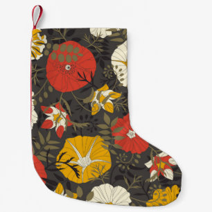 Cartoon Blätter und Blume auf dunklem Hintergrund  Kleiner Weihnachtsstrumpf